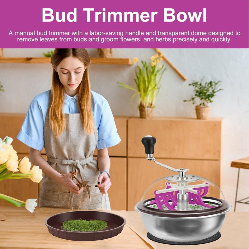 ATOUR 13 inch Bud Leaf Bowl Trimmer Upgraded Version with Clear Visibility Dome and Cut-Resistant Gloves, Sharp Stainless Steel Blades for Spin Cut, Solid Metal Gear Box, and Collection Bowl - Image 2